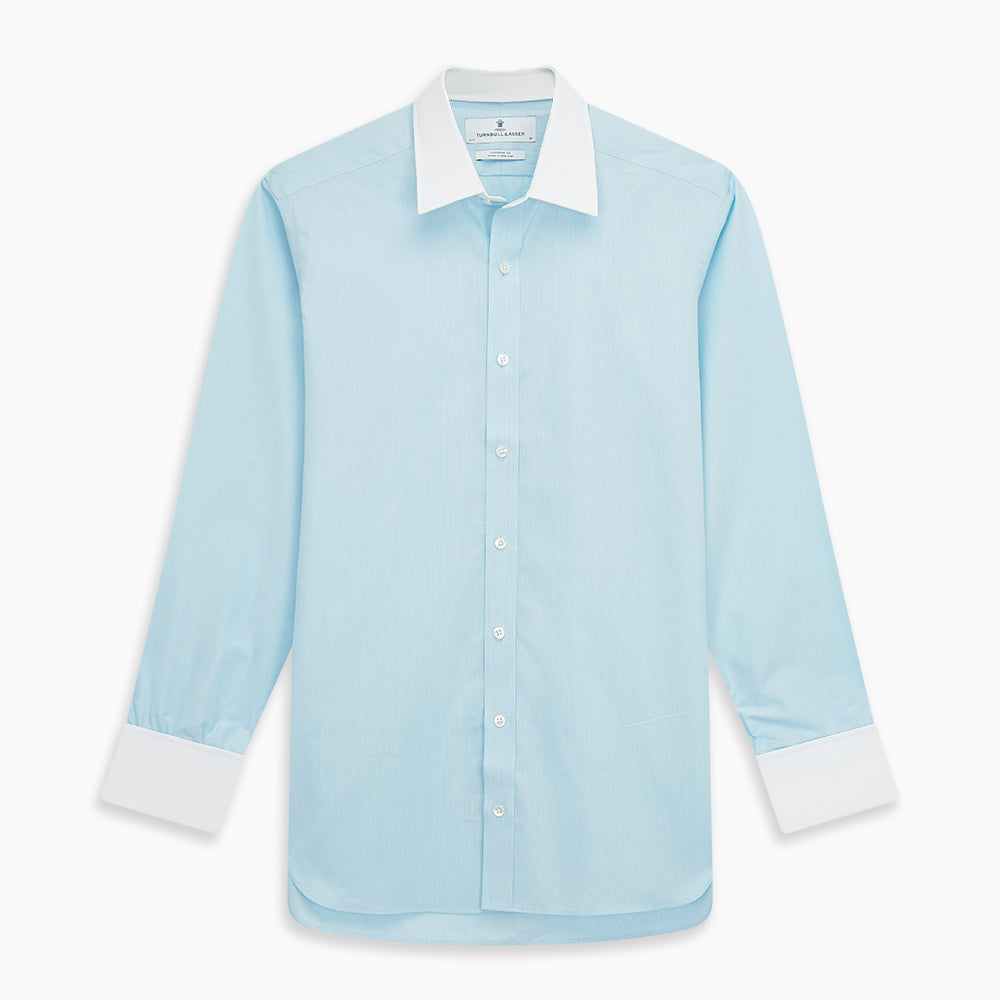 Green Micro-Check Regular Fit Shirt with White T&A Collar and Double Cuffs