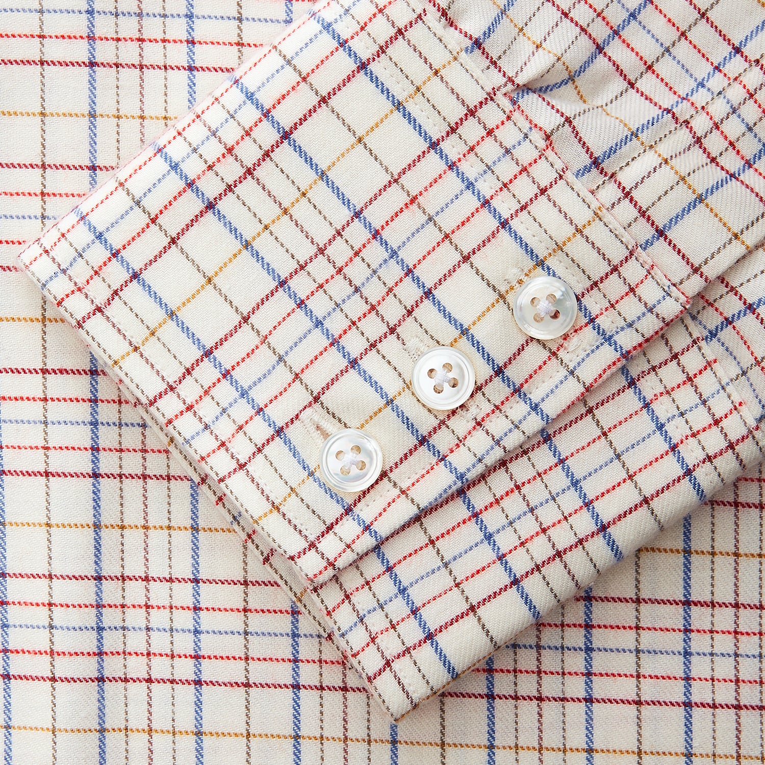 View 3 of product Red Multi Check Regular Fit Cotton-Cashmere Shirt with T&A Collar and 3 Button Cuffs