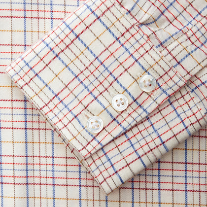 Red Multi Check Regular Fit Cotton-Cashmere Shirt with T&A Collar and 3 Button Cuffs Image 2