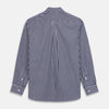 View 6 of product Navy & White Stripe Weekend Fit Shirt with Derby Collar and Single Button Cuffs