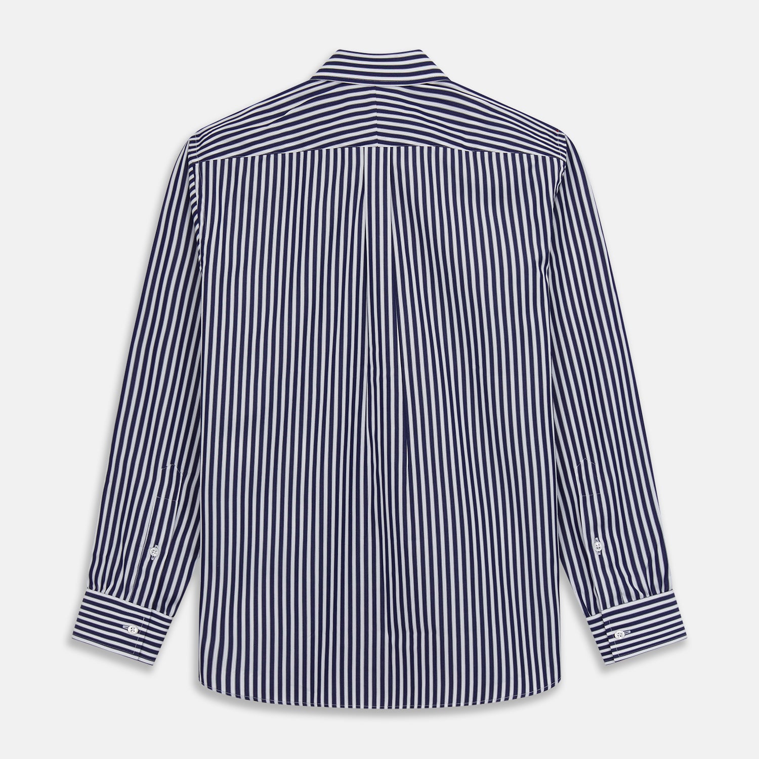 View 6 of product Navy & White Stripe Weekend Fit Shirt with Derby Collar and Single Button Cuffs