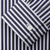 View 4 of product Navy & White Stripe Weekend Fit Shirt with Derby Collar and Single Button Cuffs