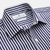 View 3 of product Navy & White Stripe Weekend Fit Shirt with Derby Collar and Single Button Cuffs