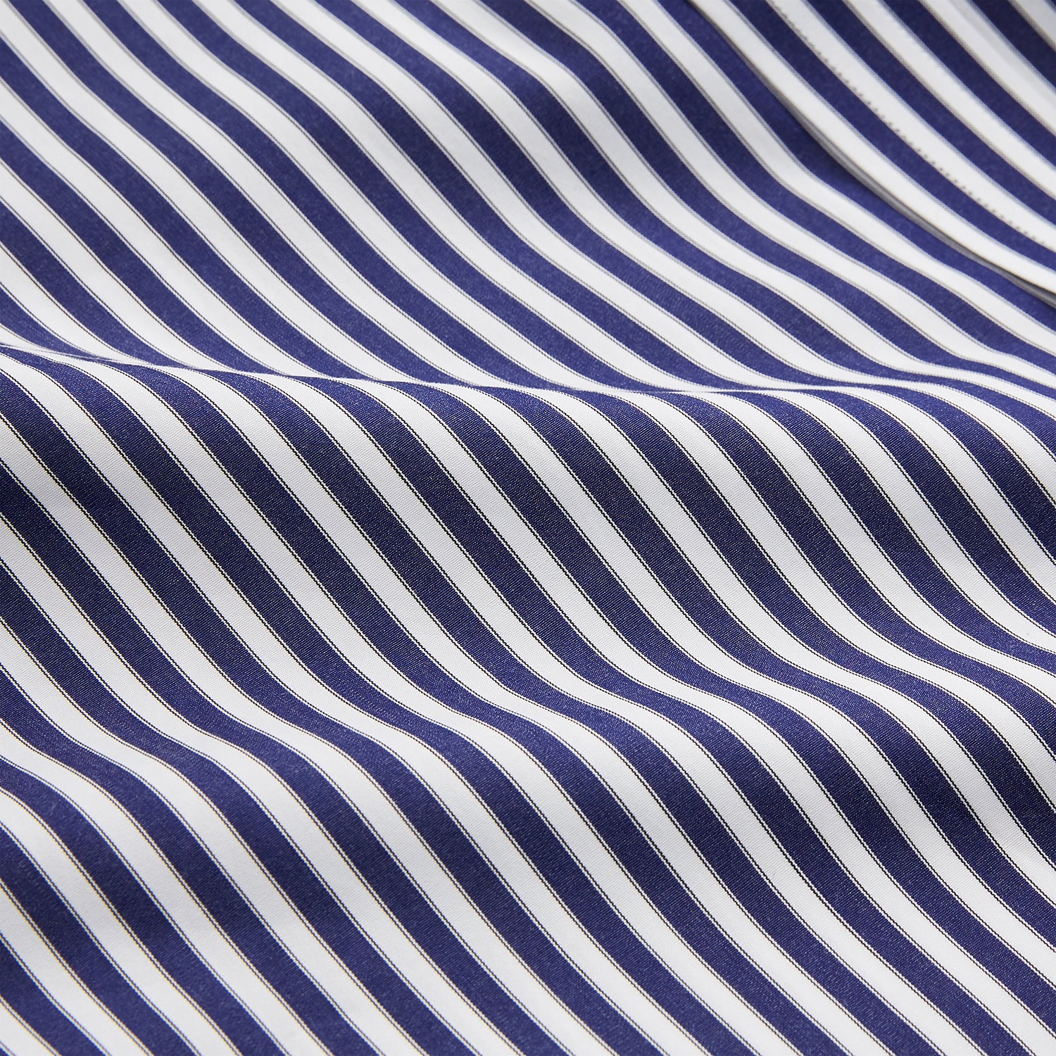 View 5 of product Navy & White Stripe Weekend Fit Shirt with Derby Collar and Single Button Cuffs