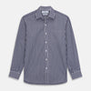 View 2 of product Navy & White Stripe Weekend Fit Shirt with Derby Collar and Single Button Cuffs