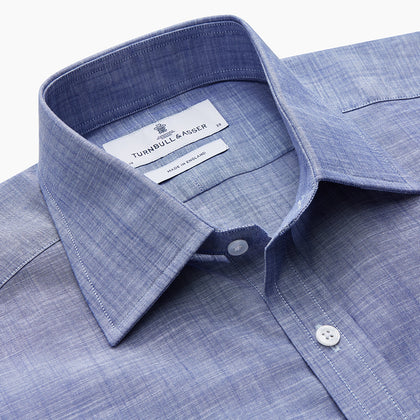 Blue Chambray Cotton Regular Fit Mayfair Shirt Image 2