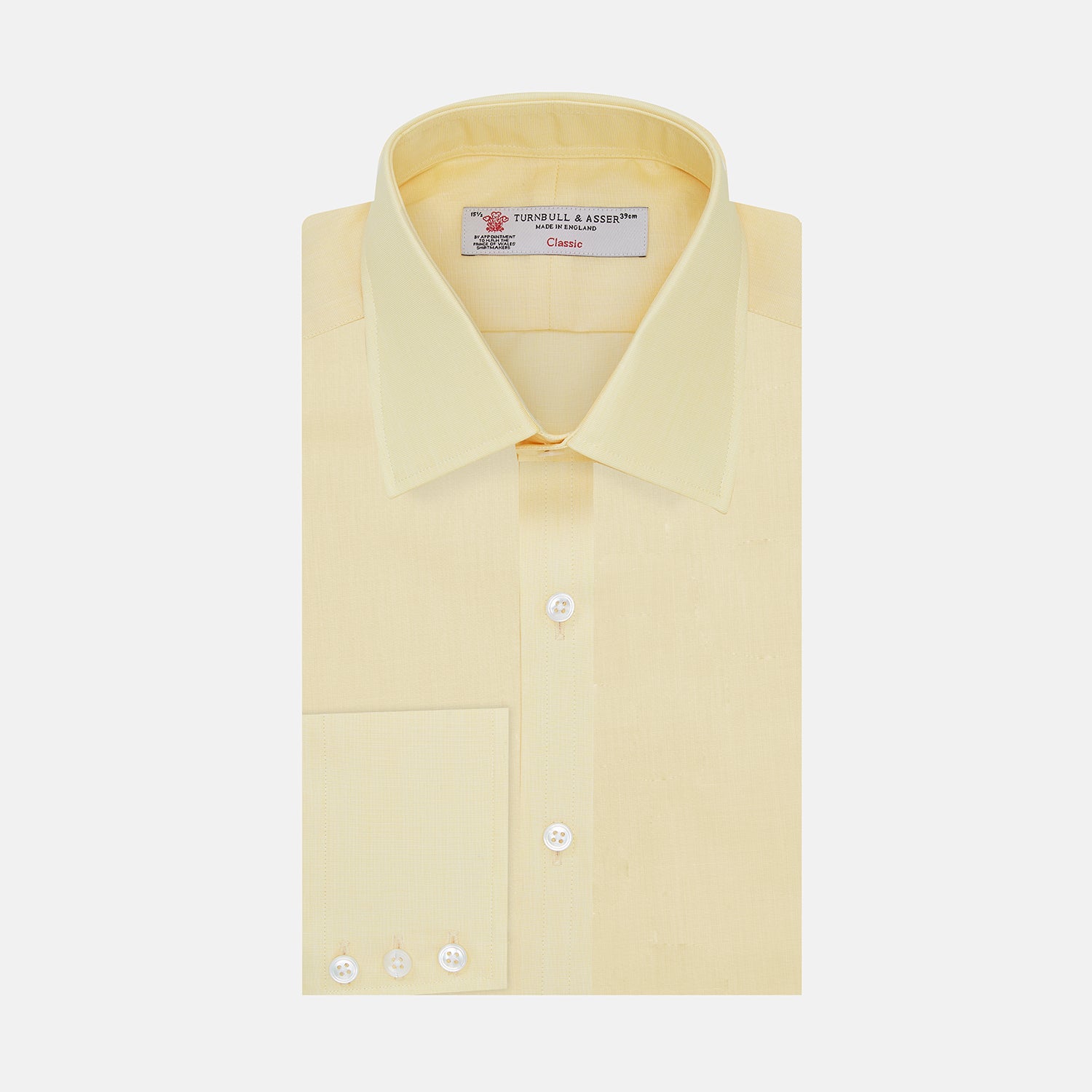 Yellow Poplin Cotton Regular Fit Shirt with T&A Collar & 3-Button Cuff