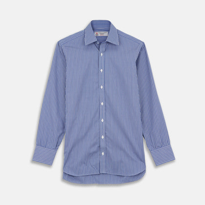 Blue Sea Island Quality Cotton Shirt with T&A Collar and Double Cuffs
