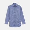 Navy Rich Check Shirt with T&A Collar and 3-Button Cuffs