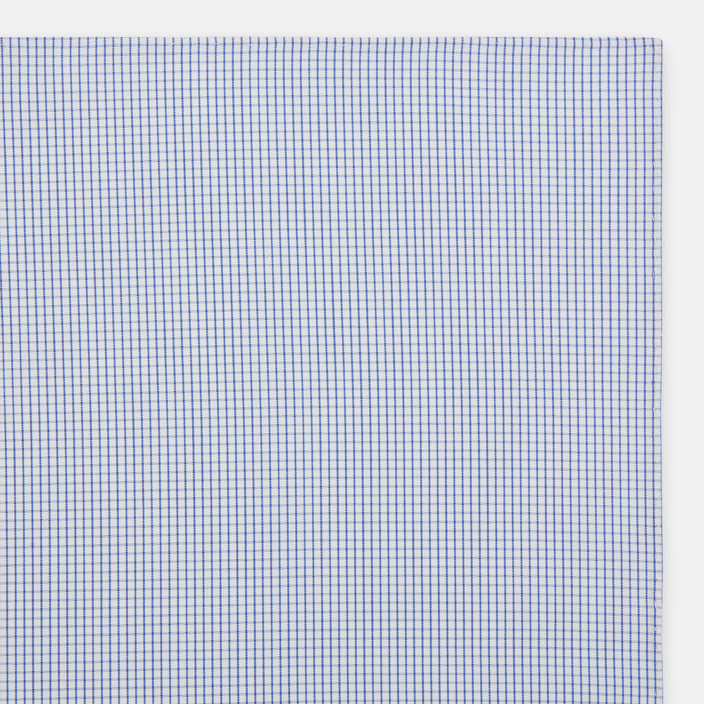 Hand Rolled Blue Graph Check Handkerchief