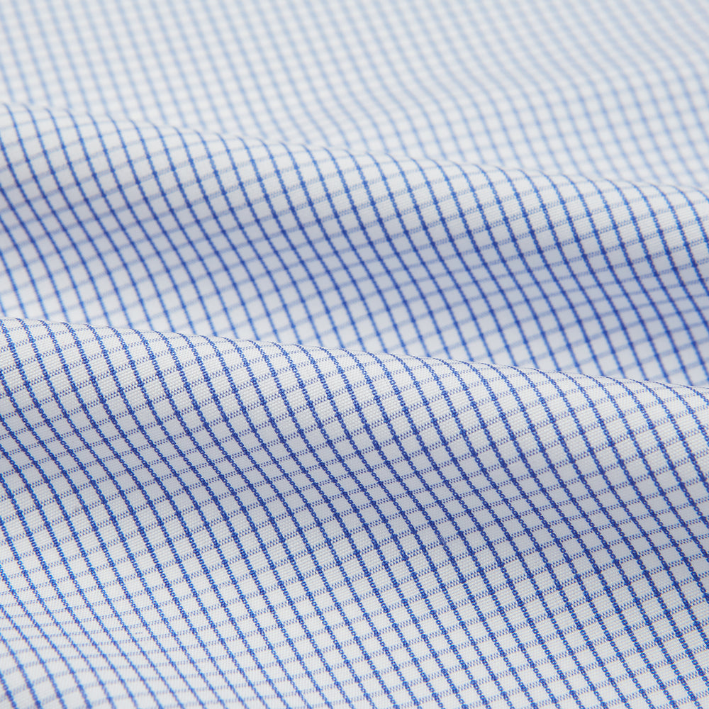 Hand Rolled Blue Graph Check Handkerchief