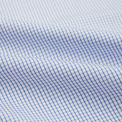 Hand Rolled Blue Graph Check Handkerchief Image 3
