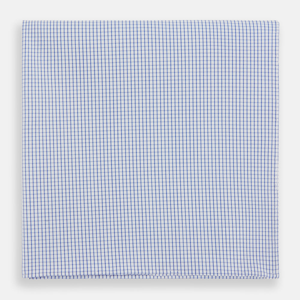 Hand Rolled Blue Graph Check Handkerchief