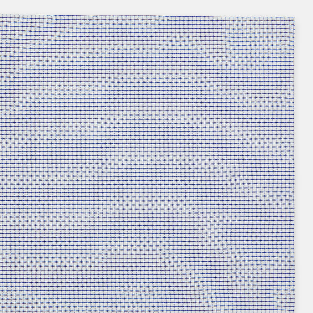 Hand Rolled Navy Graph Check Handkerchief