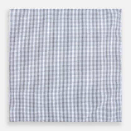Hand Rolled Navy Graph Check Handkerchief Image 2