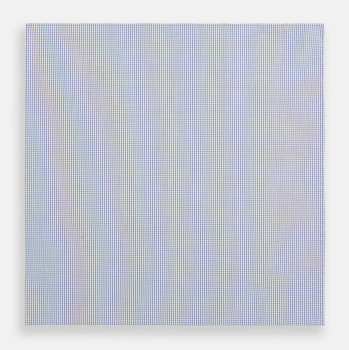 Hand Rolled Navy Graph Check Handkerchief Image 2