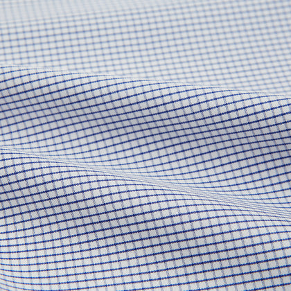Hand Rolled Navy Graph Check Handkerchief Image 3