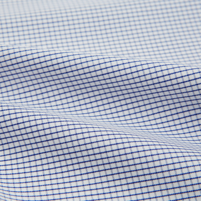 Hand Rolled Navy Graph Check Handkerchief Image 3