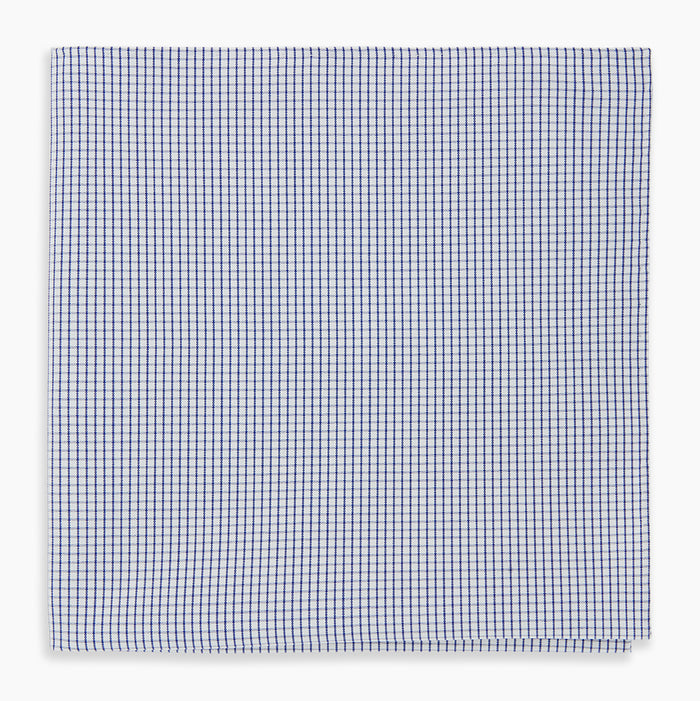 Hand Rolled Navy Graph Check Handkerchief Image 4