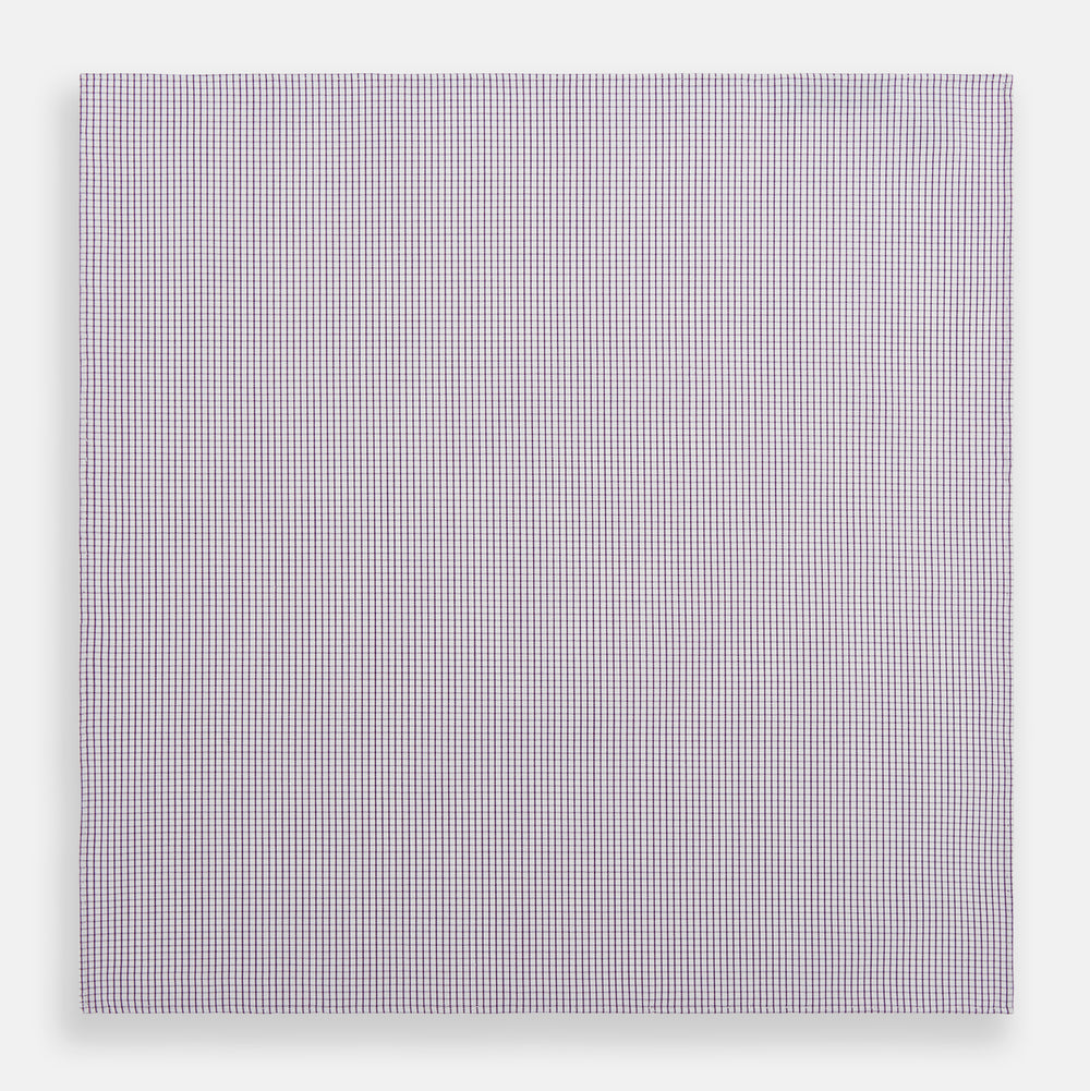 Hand Rolled Purple Graph Check Handkerchief