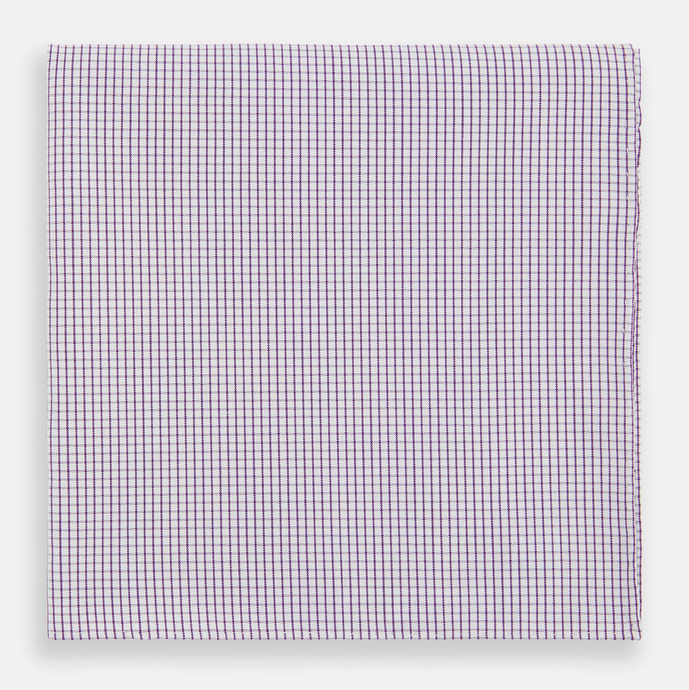Hand Rolled Purple Graph Check Handkerchief