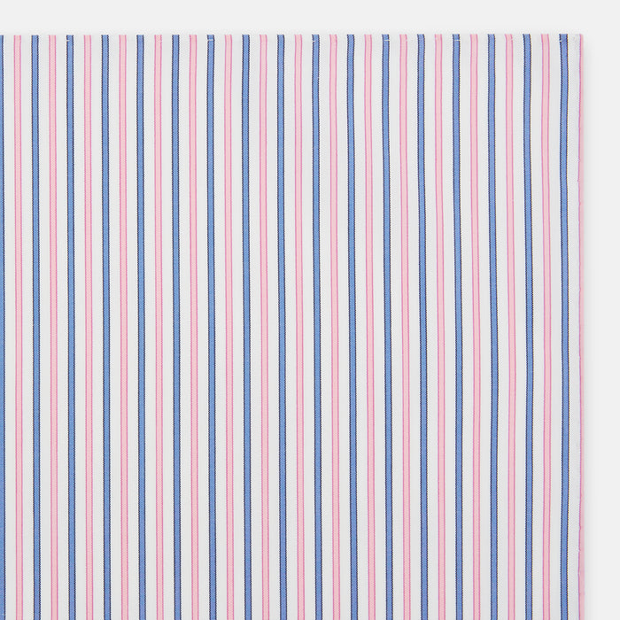 Hand Rolled Pink and Blue Track Stripe Handkerchief Image 1