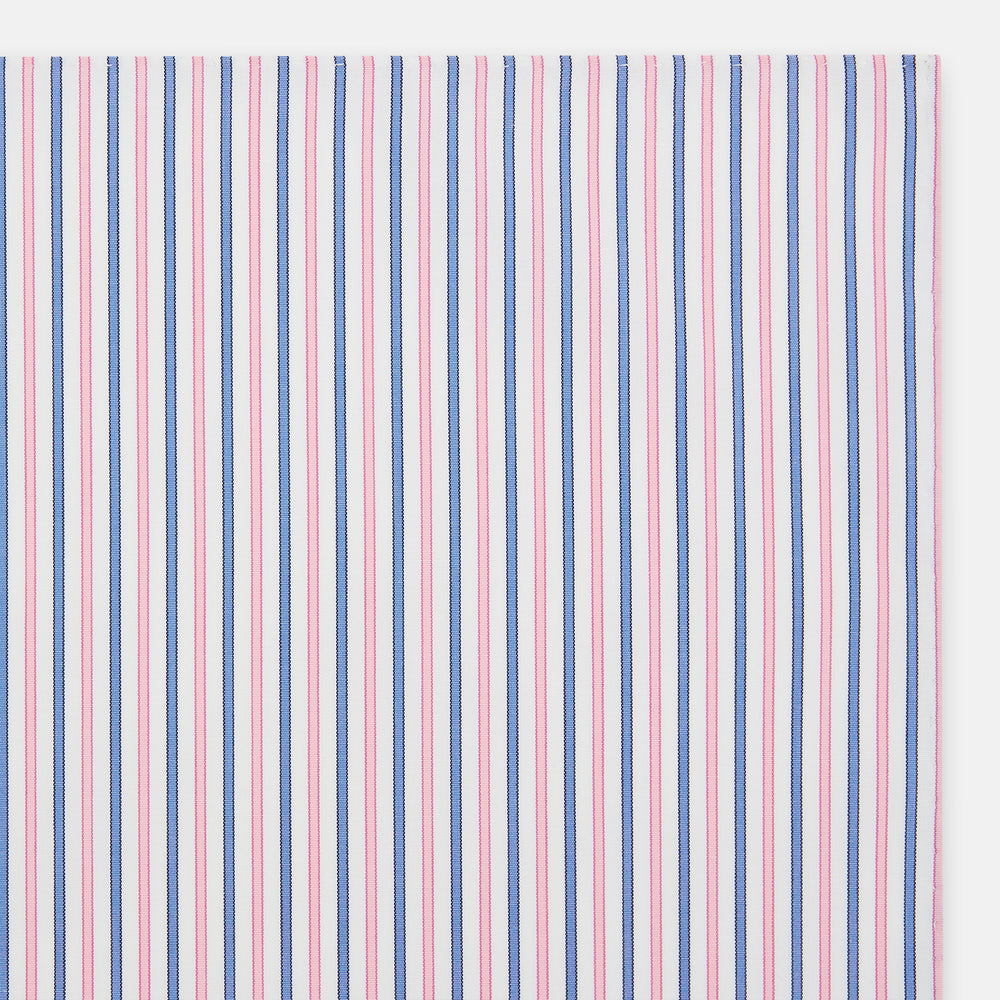 Hand Rolled Pink and Blue Track Stripe Handkerchief