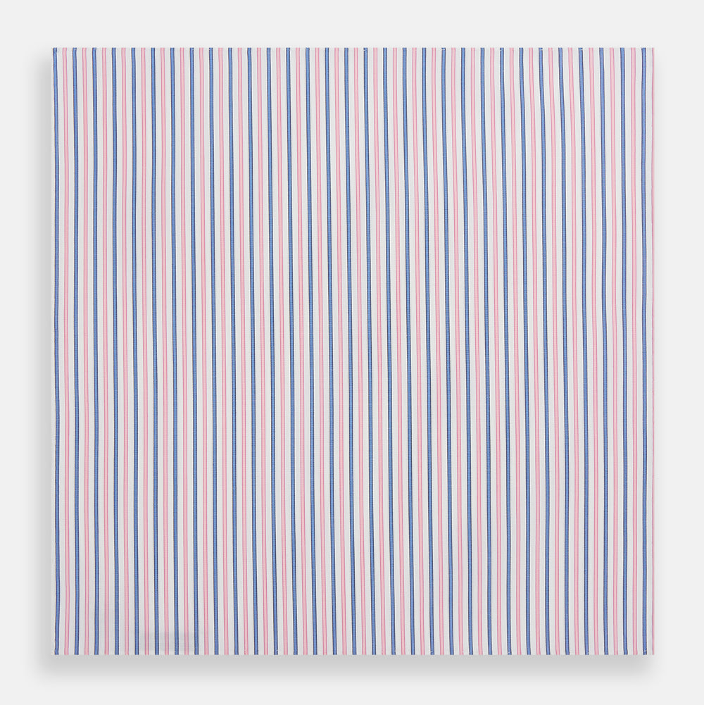 Hand Rolled Pink and Blue Track Stripe Handkerchief