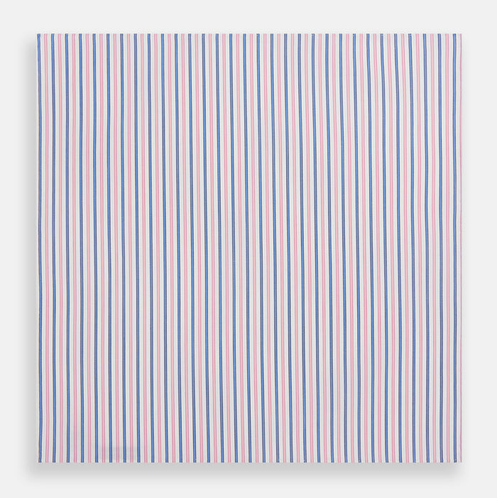 Hand Rolled Pink and Blue Track Stripe Handkerchief Image 2