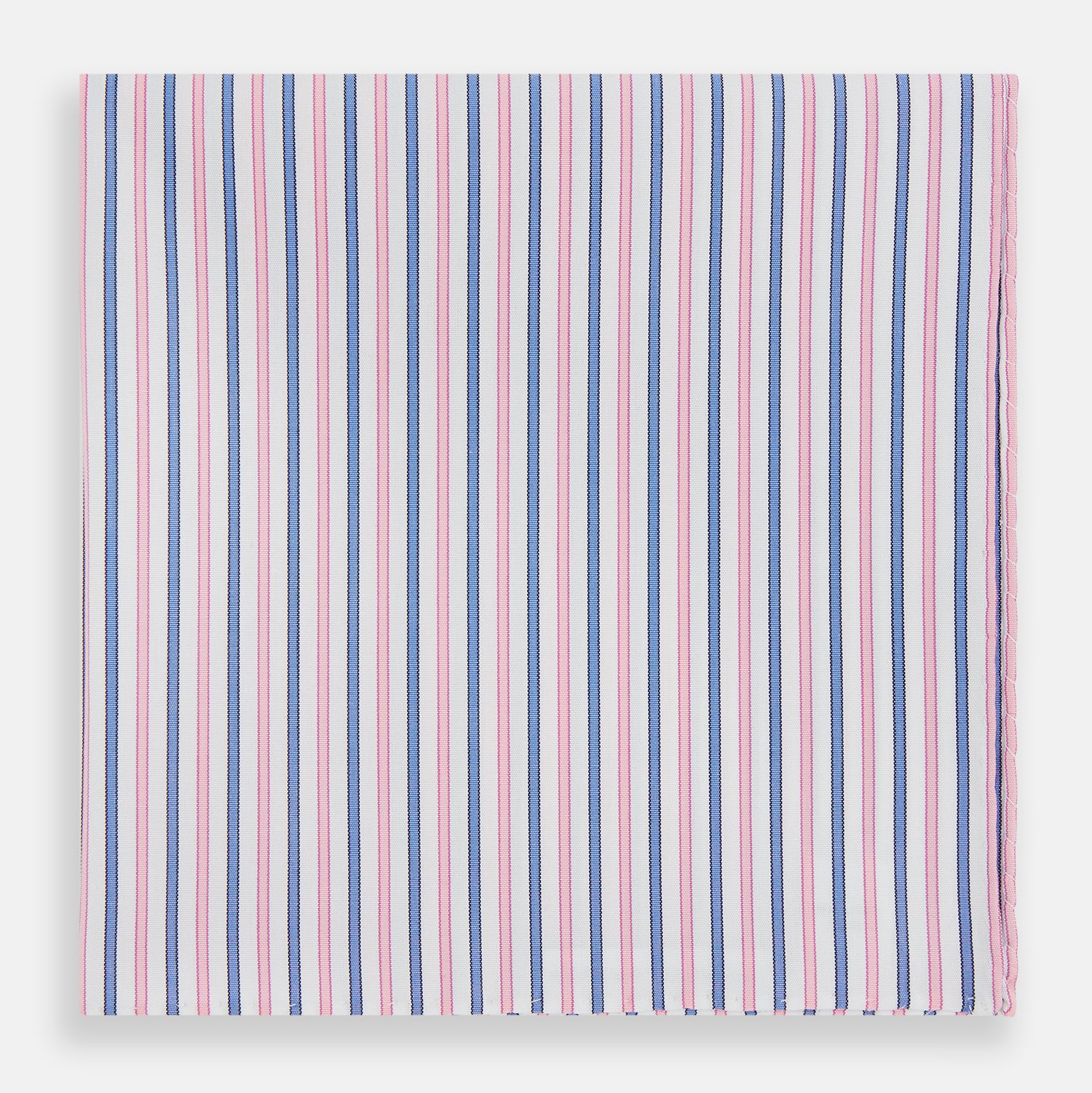 Hand Rolled Pink and Blue Track Stripe Handkerchief