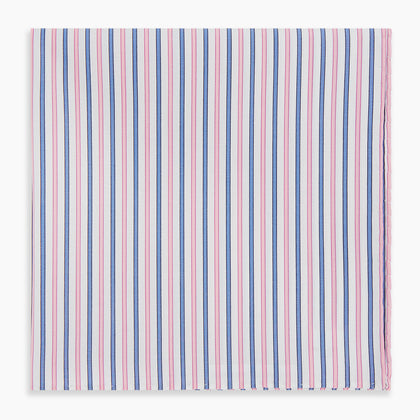 Hand Rolled Pink and Blue Track Stripe Handkerchief Image 4