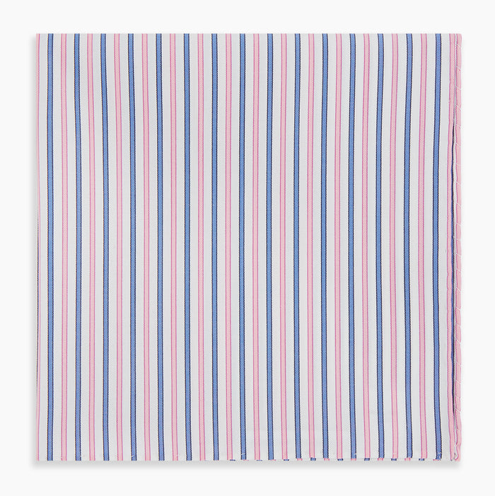 Hand Rolled Pink and Blue Track Stripe Handkerchief Image 4