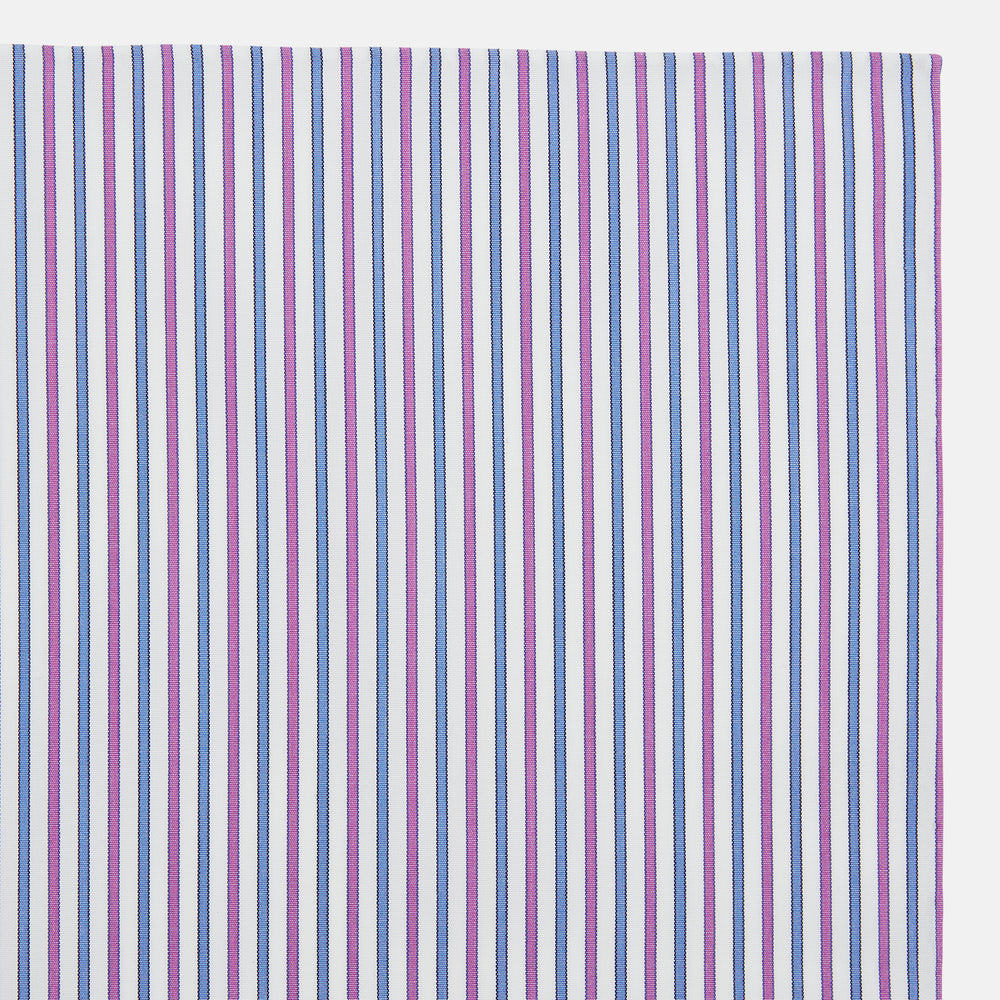 Hand Rolled Purple and Blue Track Stripe Handkerchief