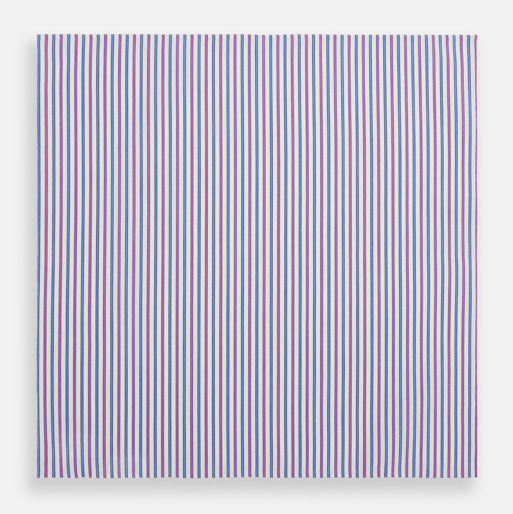 Hand Rolled Purple and Blue Track Stripe Handkerchief