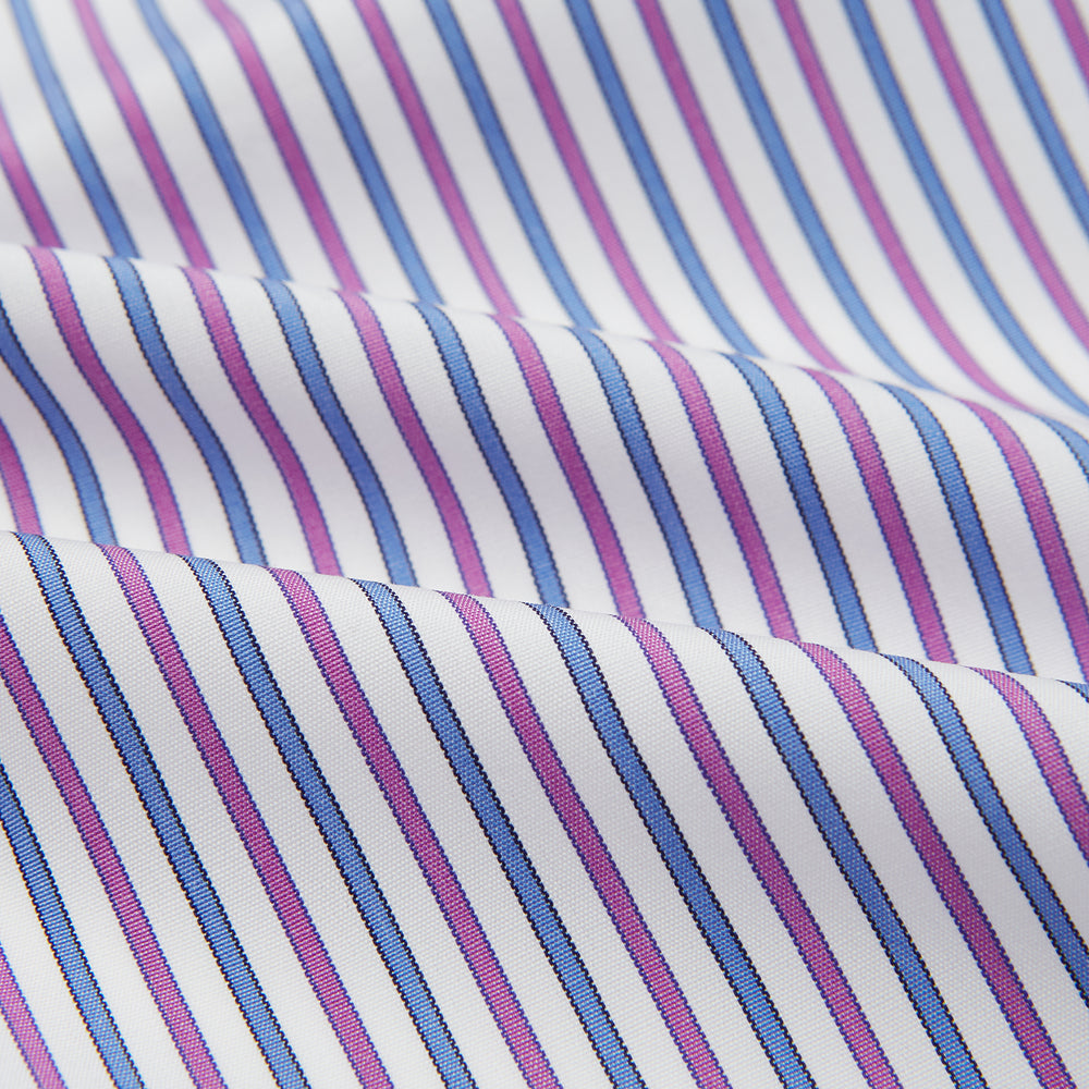 Hand Rolled Purple and Blue Track Stripe Handkerchief