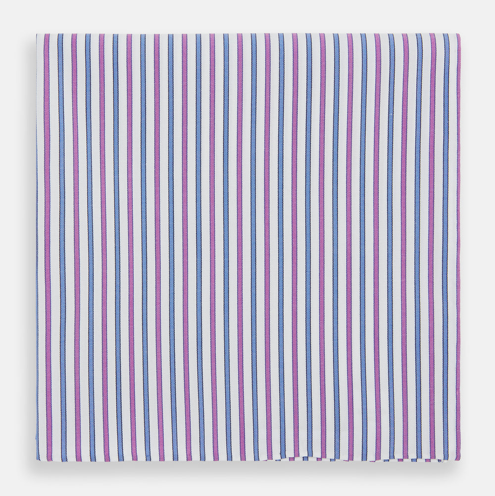 Hand Rolled Purple and Blue Track Stripe Handkerchief