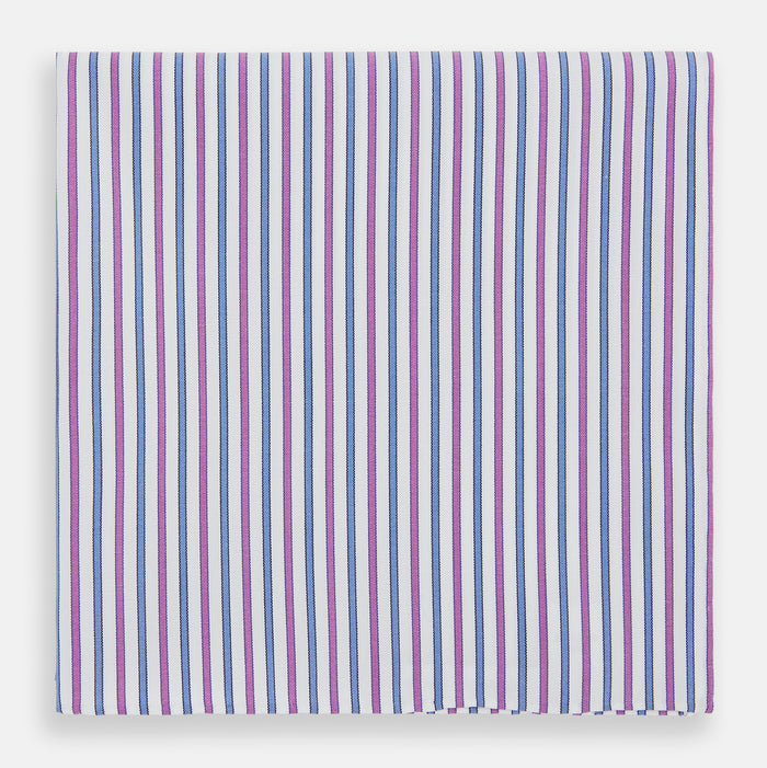 Hand Rolled Purple and Blue Track Stripe Handkerchief