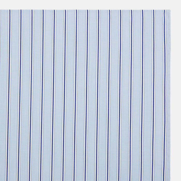 Hand Rolled Blue Multi Stripe Handkerchief Image 1