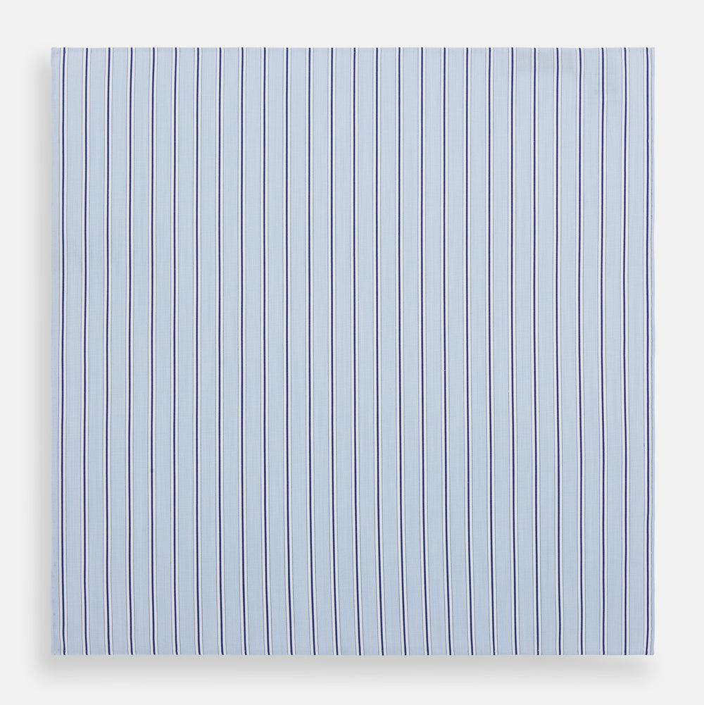 Hand Rolled Blue Multi Stripe Handkerchief