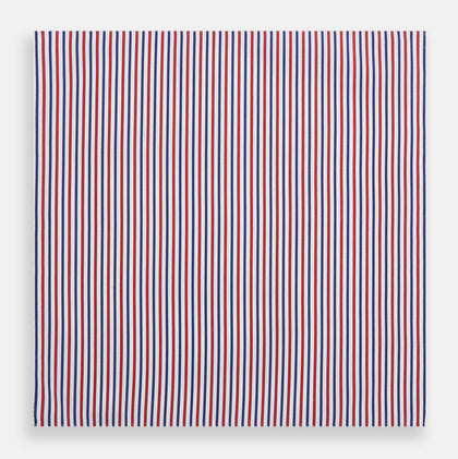 Hand Rolled Red and Blue Track Stripe Handkerchief Image 2