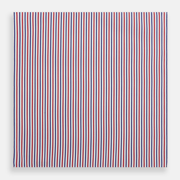 Hand Rolled Red and Blue Track Stripe Handkerchief Image 2