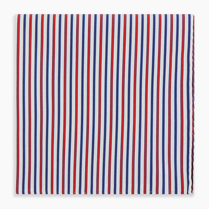 Hand Rolled Red and Blue Track Stripe Handkerchief Image 4