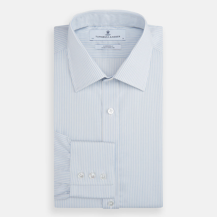 Blue and White Pencil Stripe Cashmerello Mayfair Shirt Image 3