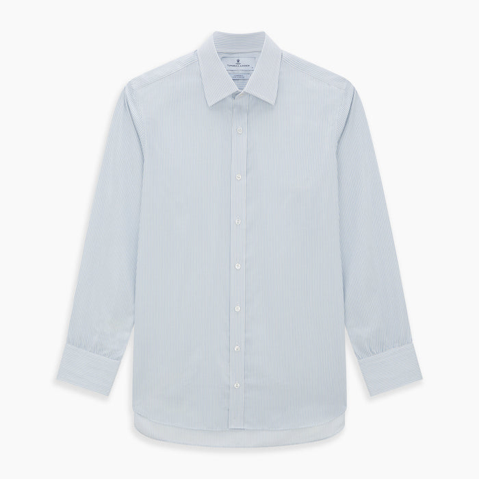 Blue and White Pencil Stripe Cashmerello Mayfair Shirt Image 6