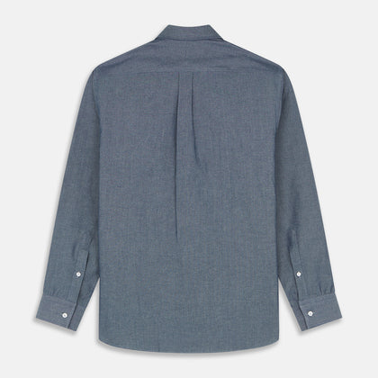 Blue Chambray Weekend Fit Nevis Cotton Shirt With Dorset Collar And 1-Button Cuffs Image 4
