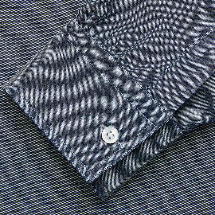 Blue Chambray Weekend Fit Nevis Cotton Shirt With Dorset Collar And 1-Button Cuffs Image 2