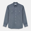 View 1 of product Blue Chambray Weekend Fit Nevis Cotton Shirt With Dorset Collar And 1-Button Cuffs