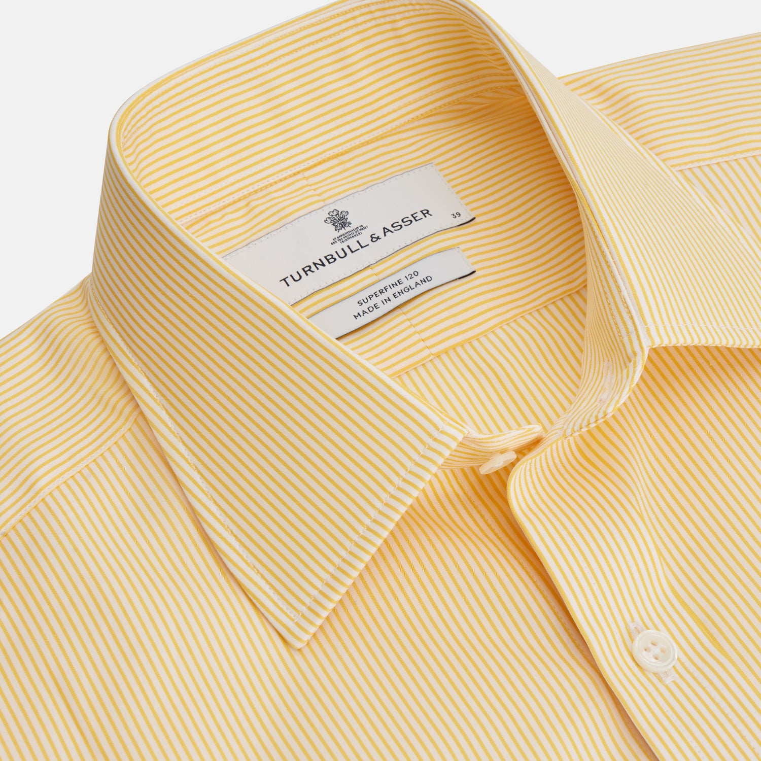 View 2 of product Yellow Fine Stripe Regular Fit Shirt with T&A Collar
