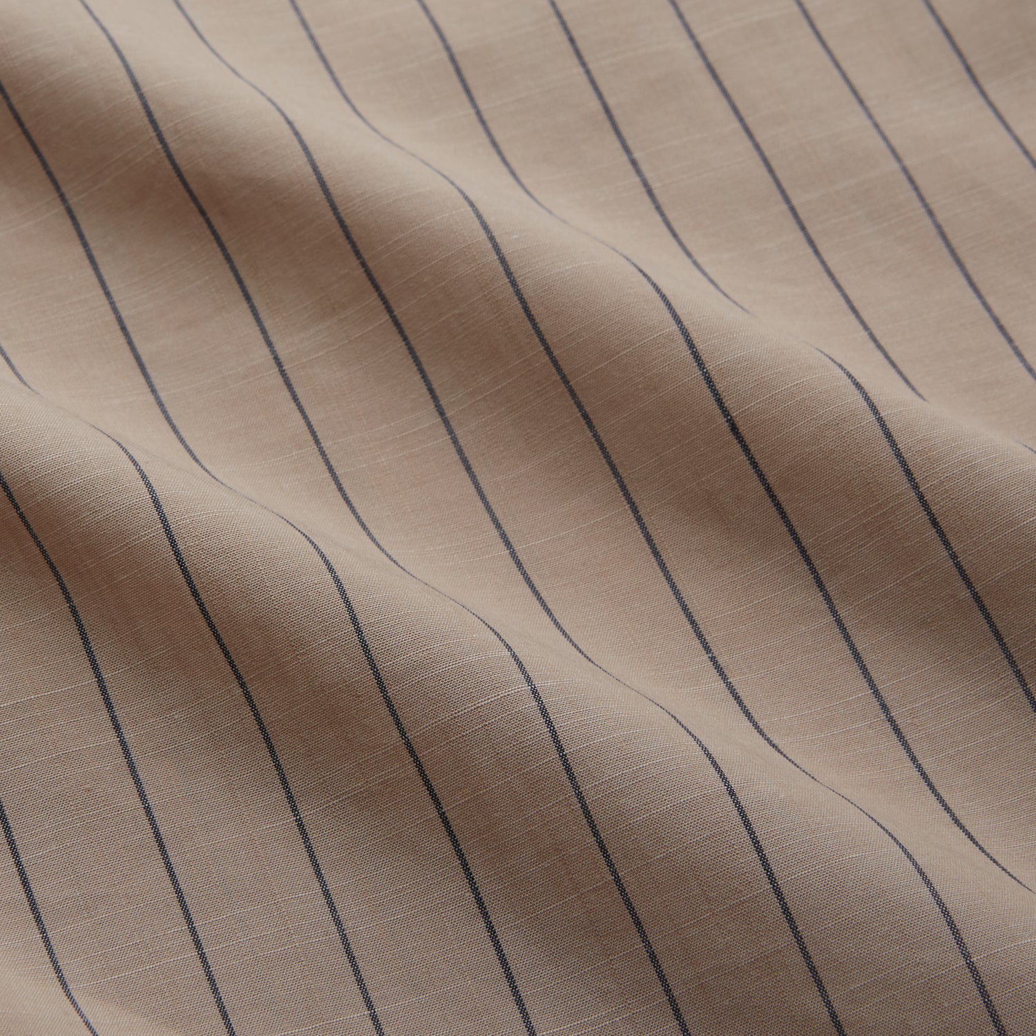 View 6 of product Beige Stripe Cotton Holiday Fit Shirt with Revere Collar & Single Button Cuff