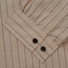 View 5 of product Beige Stripe Cotton Holiday Fit Shirt with Revere Collar & Single Button Cuff